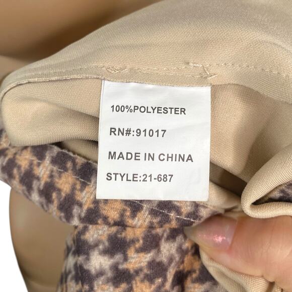 Anthropologie Solitaire Faux Suede Houndstooth Belted Trench Coat SZ L - Picture 8 of 8